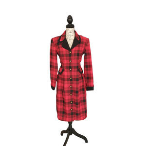 Vintage Plaid Dress Size 6 Red Black USA Made Heritage Refined Old Money